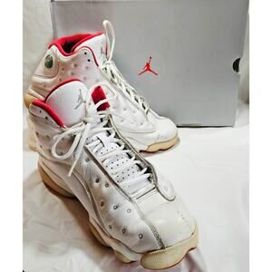 Nike Air Jordan 13 History Of Flight Sneaker Shoes Mens Size 10 White/Red 414571